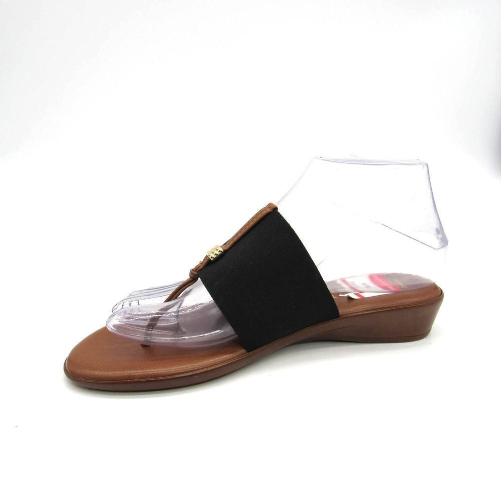 Italian Shoemakers Mikayla Wedge Thong Sandals Black Sz 6.5 - Picture 6 of 9
